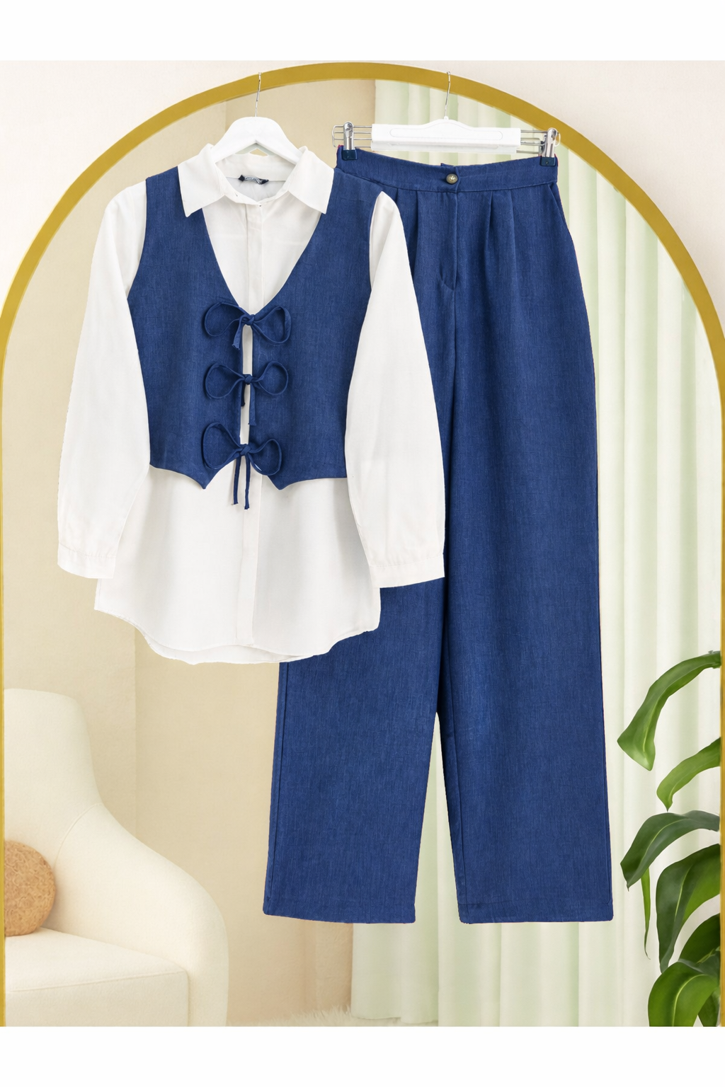 Chic Bow-Tie Vest & Wide-Leg Pants Co-Ord Set for Effortless Summer Style for Girls