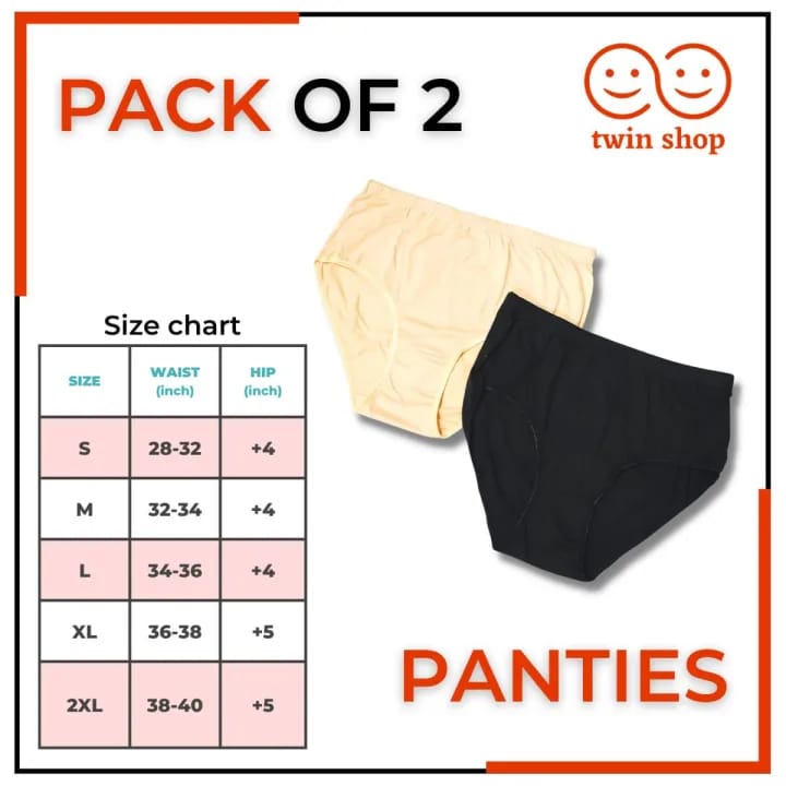 Pack of 2 Underwear Panties for Girls Women Soft Cotton Silk Panties for Girls Black-Skin Color