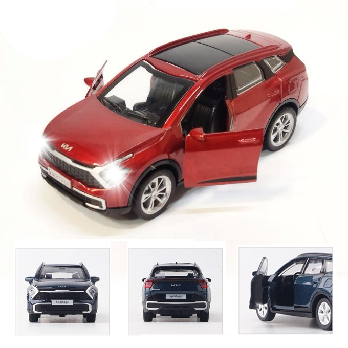 KIA Motor Car SPORTAGE Mini Diecast 1:36 Scale Miniature Display Toy With Lights and Sound - Car Size 4 inches - Red