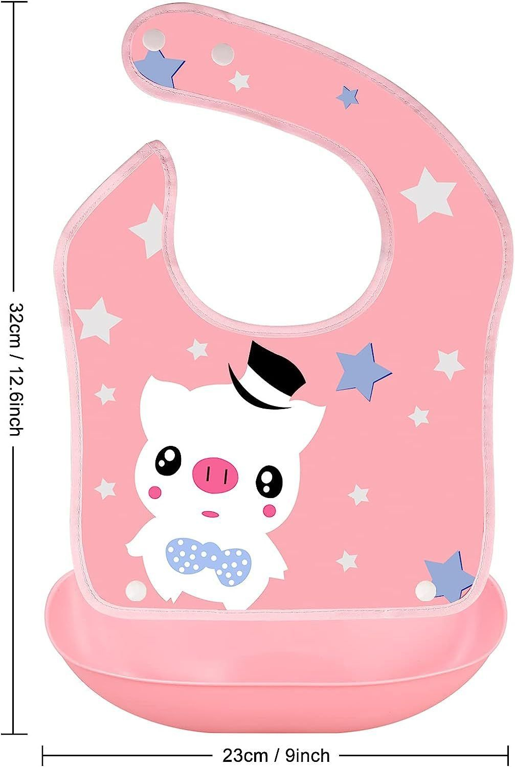 Baby Bib Folding Plastic Rubber Bib Napkin With soft Tray