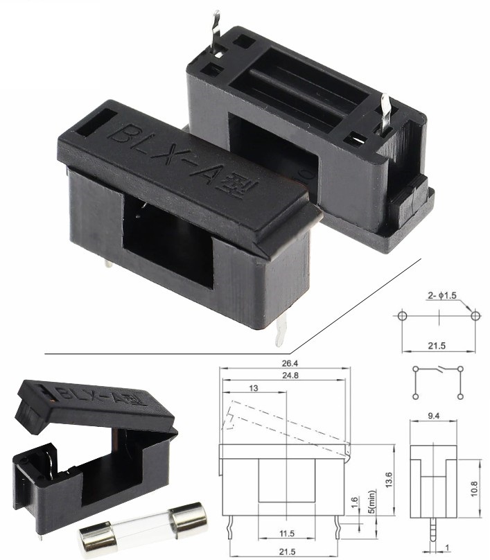 SOURCING MAP 10Pcs Porte-fusible Boîtier En Plastique Pour Tube De