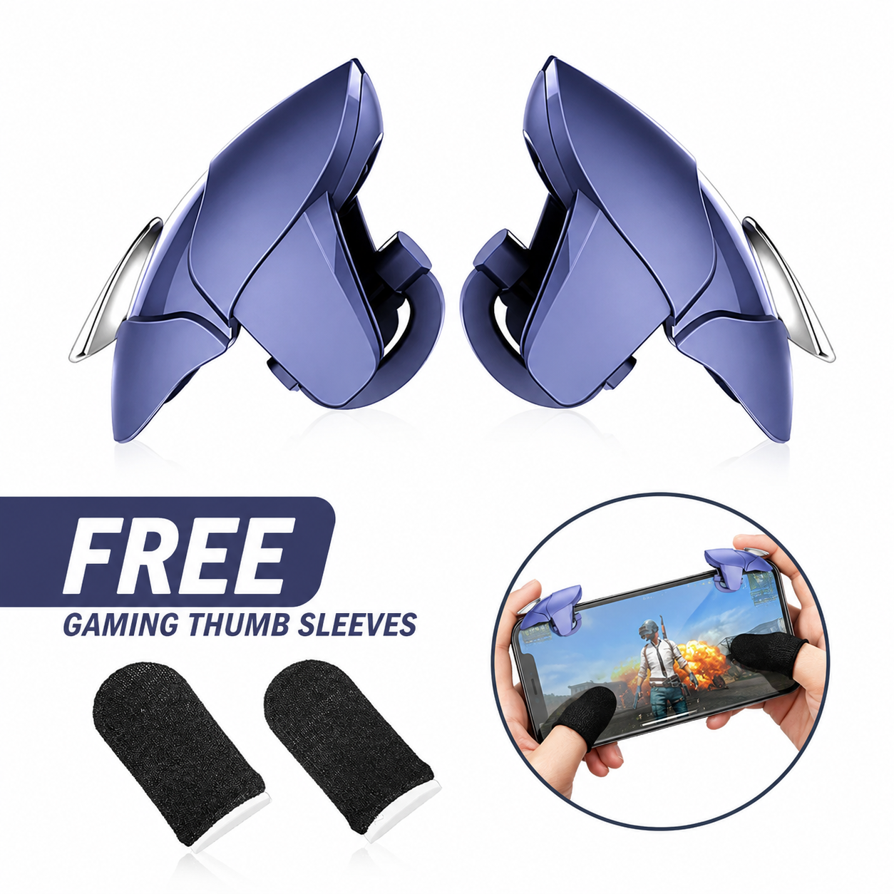 Blue Shark PUBG Trigger Controller – Mobile Game Fire Button Aim Key L1R1 Triggers for  PUBG, Free Fire, COD Mobile Gaming Triggers for Battle Royale, Ergonomic Design, No Lag, Lightweight, Durable, Easy to Use, Responsive Click, Enhanced Accuracy,