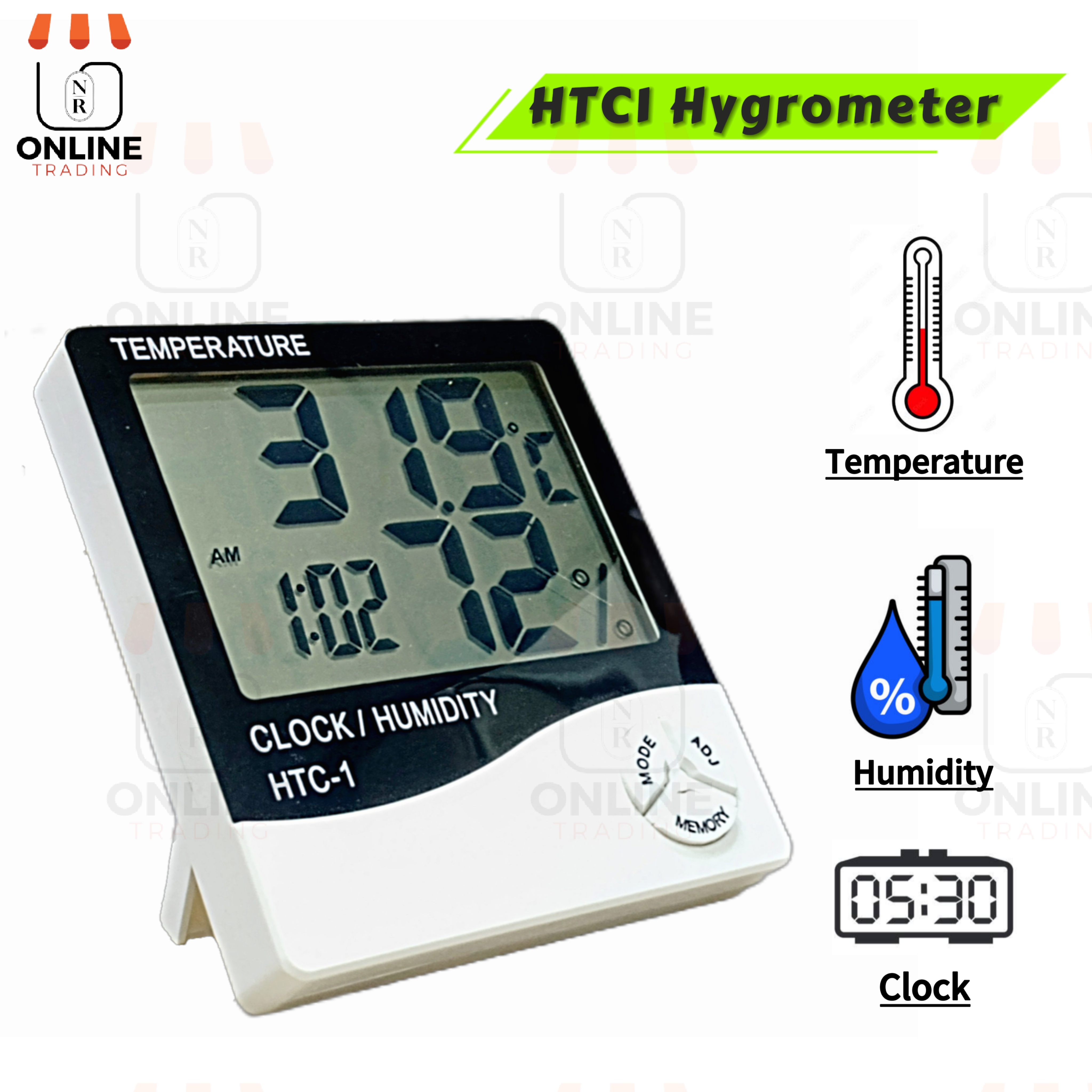 HTC-1 Electronic Temperature Humidity Meter, For Medical Indoor Room LCD Digital Thermometer Hygrometer Weather Station Alarm Clock
