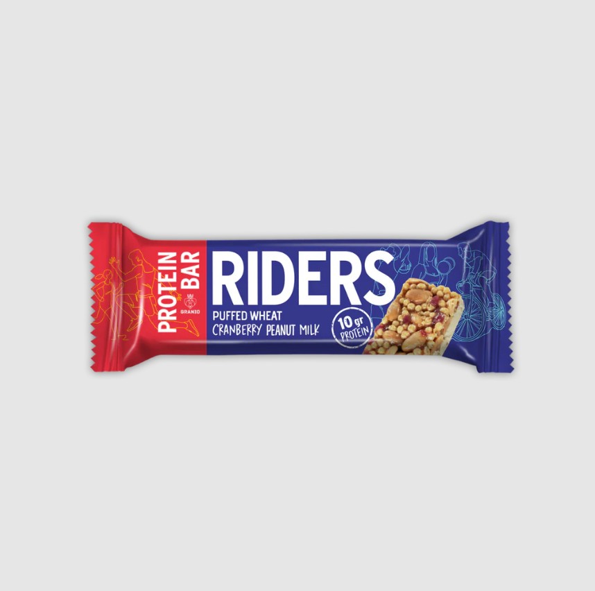 Riders Protein Bar With Cereal Berries & Peanut 40g Multi Flavours Box of 24 Bars