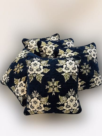 Velvet Jacquard Cushion Covers 5pcs Set Lifetime Color and Fabric Gaurantee