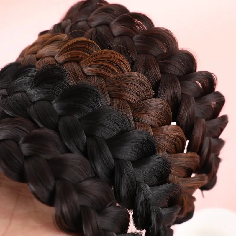 New Fishbone Three-Strand Braid Wig Twist Braid Hairband Female Natural Brown