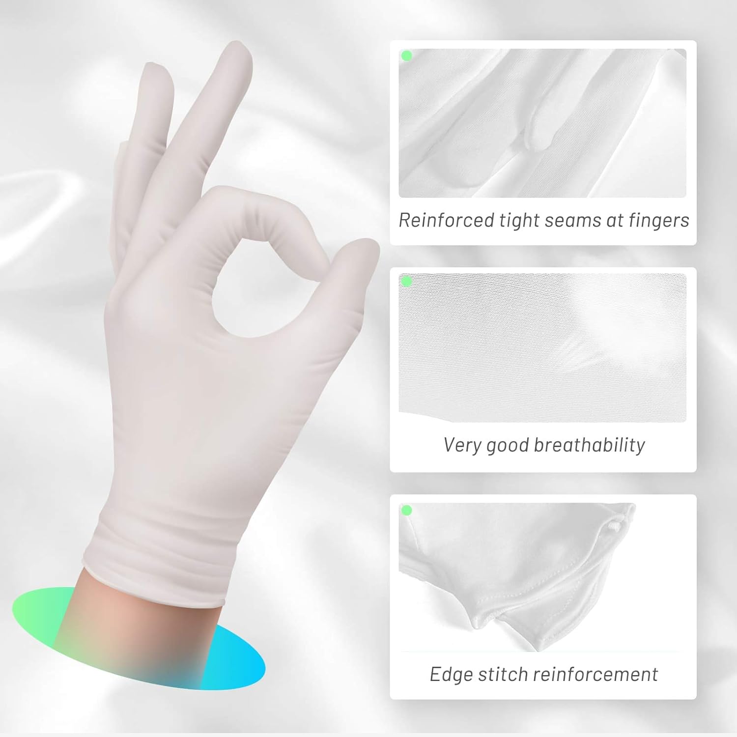 White Cotton Summer Inner Gloves for Men and Women – Lightweight, Breathable Hand Protection, Anti-Sweat Gloves for Daily Use, Driving, and Outdoor Activities