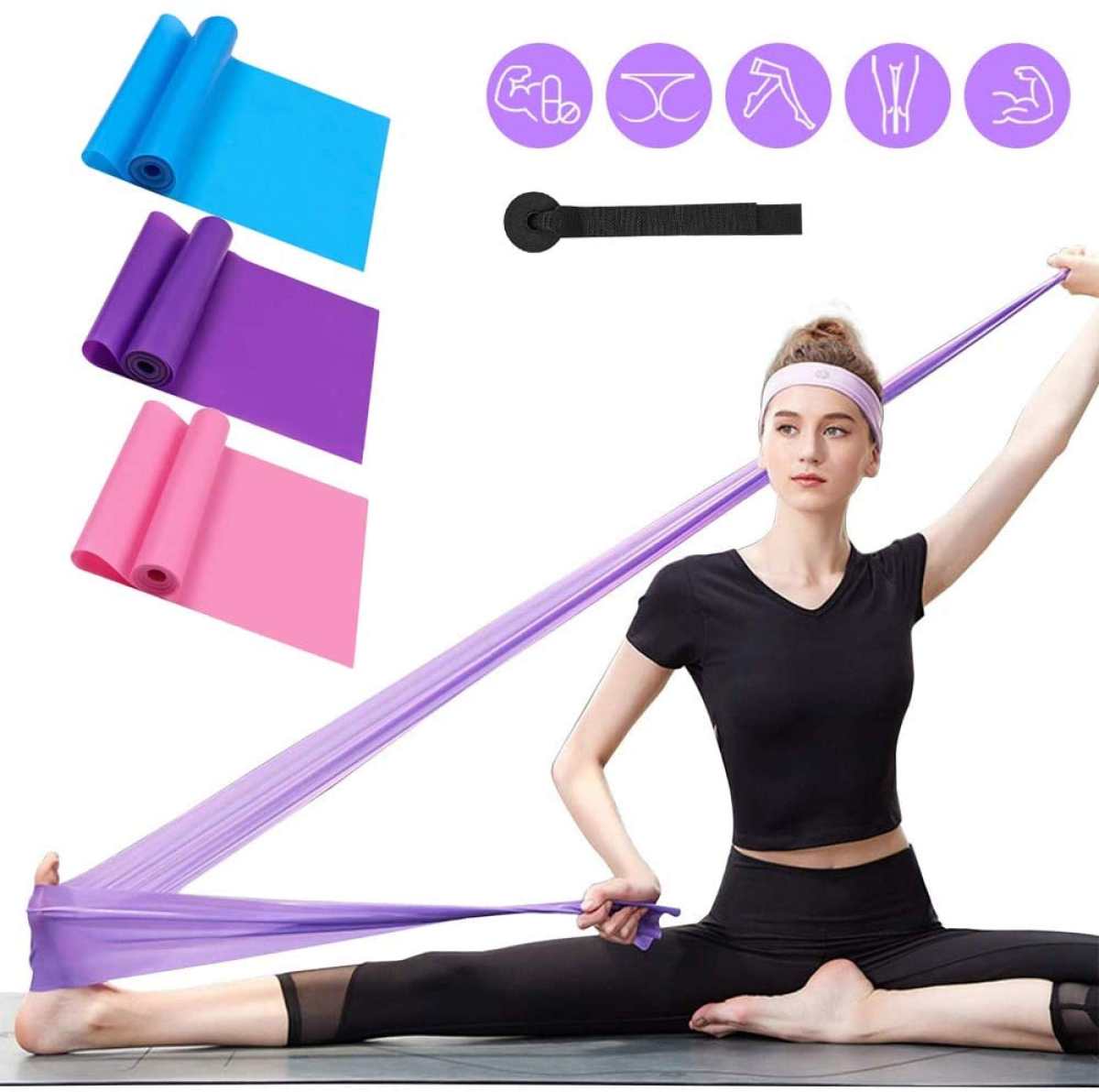 Latex Elastic Rubber Resistance Bands for Upper & Lower Body & Core Exercise at-Home Workouts, and Rehab