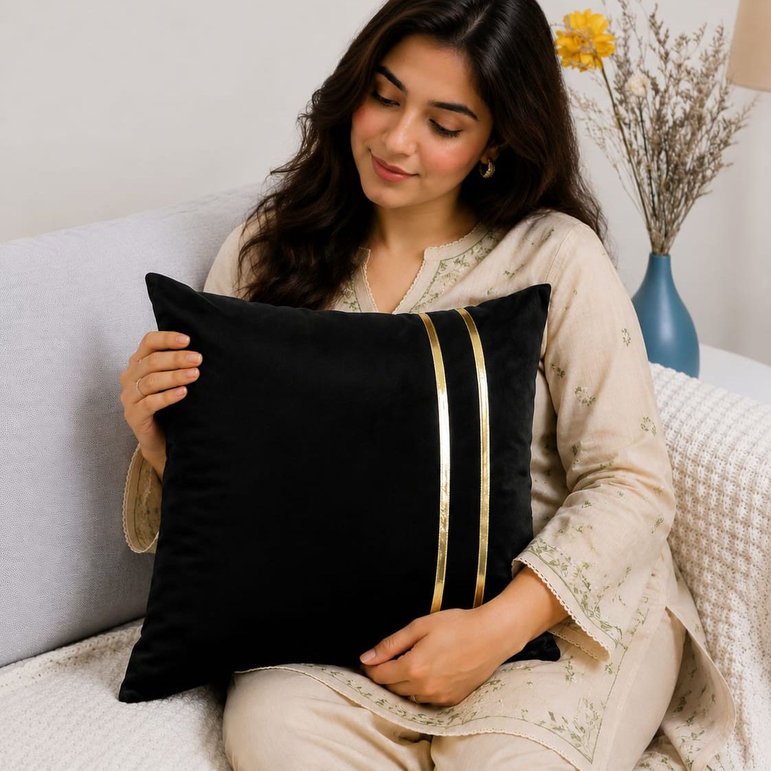 Luxury Velvet Cushion Cover Laser Applique Work For Specific Style/Color Sofa And Bed Decoration By Ayat Bedding