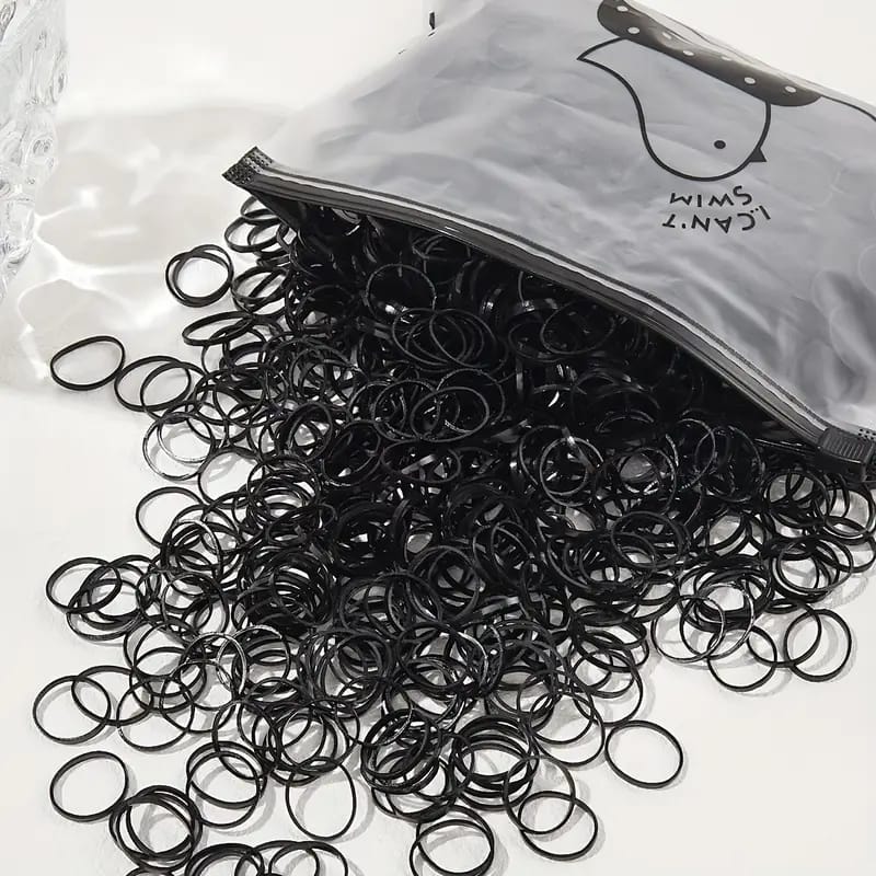 Black Small Rubber Bands for Girls & Kids – High Quality Elastic Hair Ties for Ponytails, Durable Mini Hair Bands for All Hair Types, Strong Grip No Damage Flexible Soft Hair Accessories for Daily Use, Best Quality Girls Hair Ponies Rubber Bands