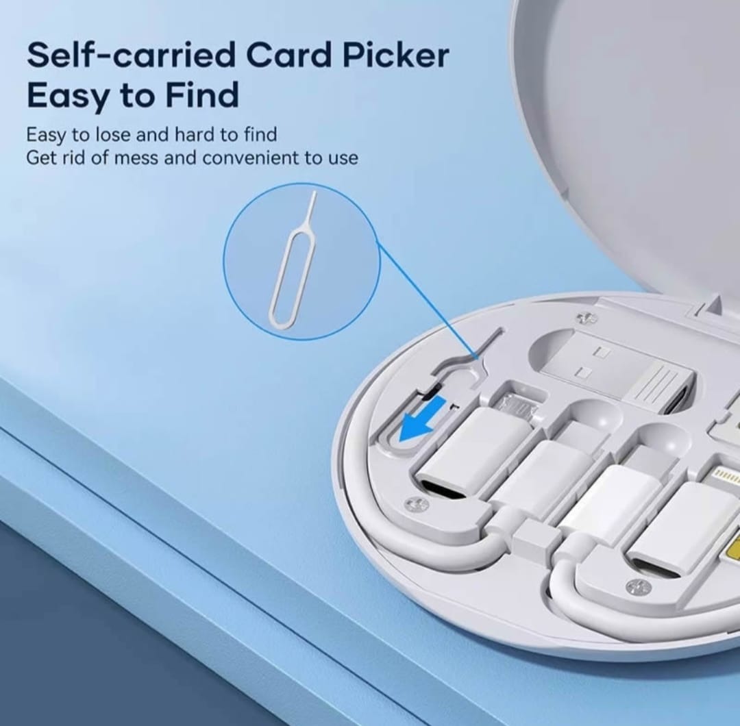 Mini Multi-Functional Fast Charging Data Cable Set for Android, Type C with Storage Box, Compact and Portable Travel Set