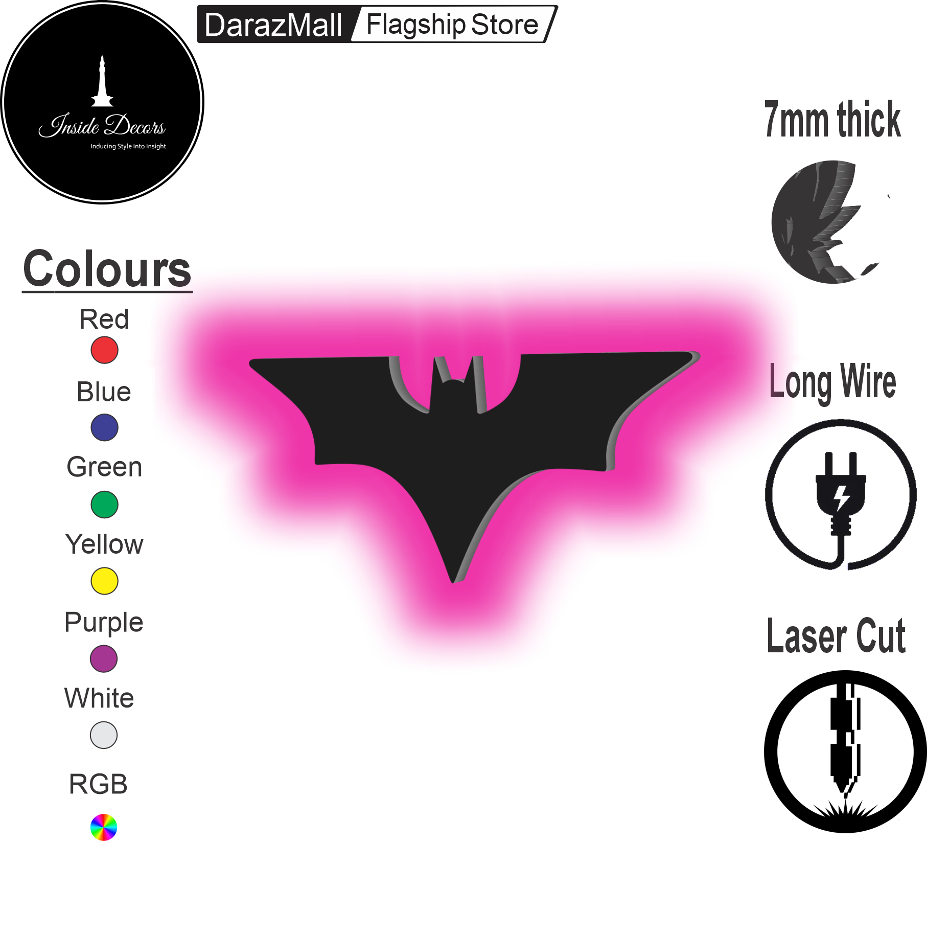 BATMAN SHAPE LED WALL LED LAMP WOODEN THICKNESS 9MM ||  GAMING ROOM DECOR WALL LED LAMP