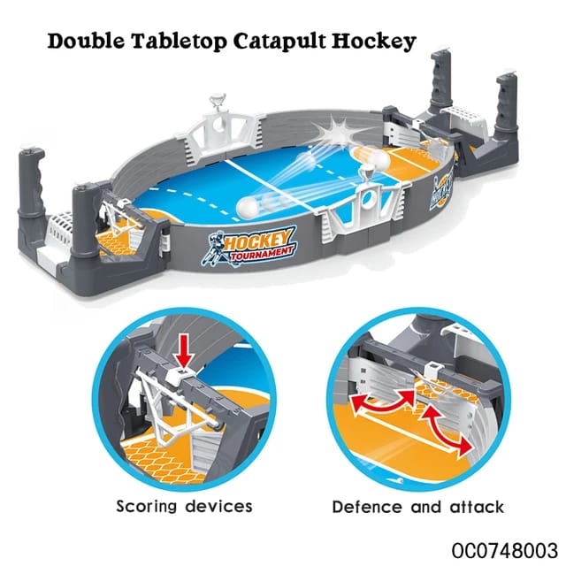 Hockey Fun Sports & Competition Game-Catapilt hockey-Hockey Table Football Board Game For Family Party Tabletop Hockey Toys Kids Boys Outdoor Brain Game/ Two-player Portable Desktop Hockey Toy Puck Ejection Hockey Game Machine Finger Sports Toy/ Detachabl
