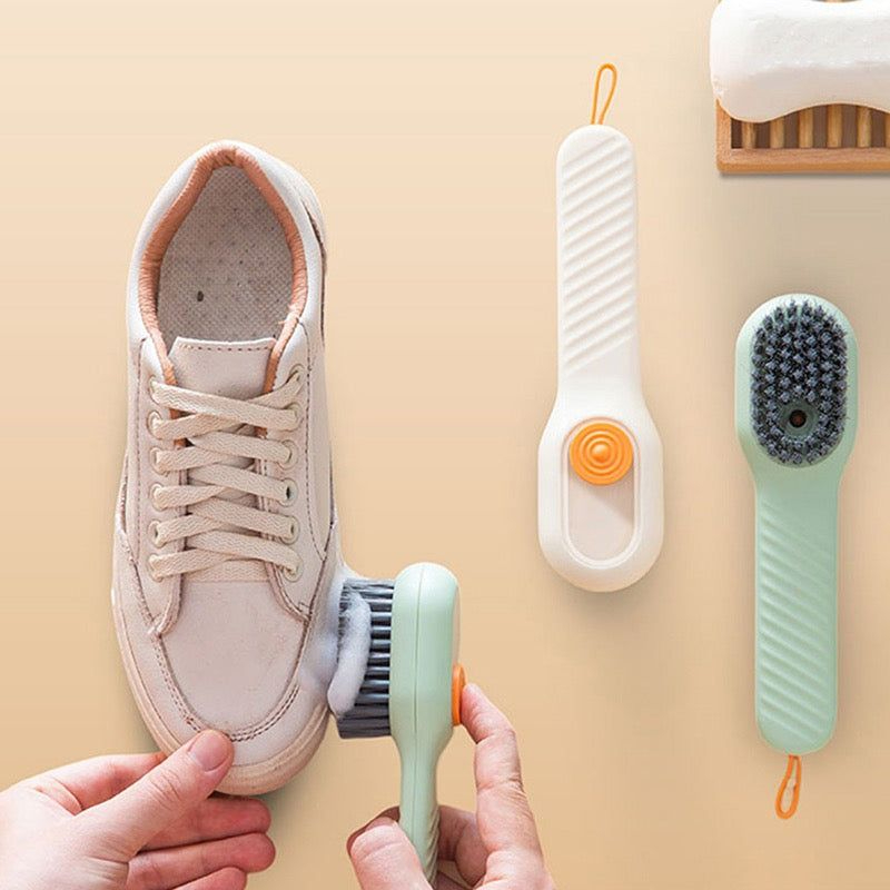 Shoe Cleaning Brush with Long Handle | Soft Bristle Laundry Brush | Multipurpose Clothes & Sneaker Cleaning Brush | Household Scrubbing Brush for Shoes, Clothes, Bags & Fabric