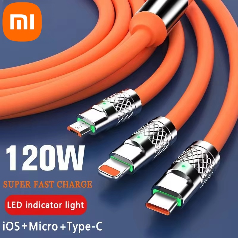 Xiaomi 120W Data Cable Fast Charging 6A 3 In 1 Type C Cable Micro USB For IPhone Charging Cable For Xiaomi Samsung Digital Cable price in Pakistan
