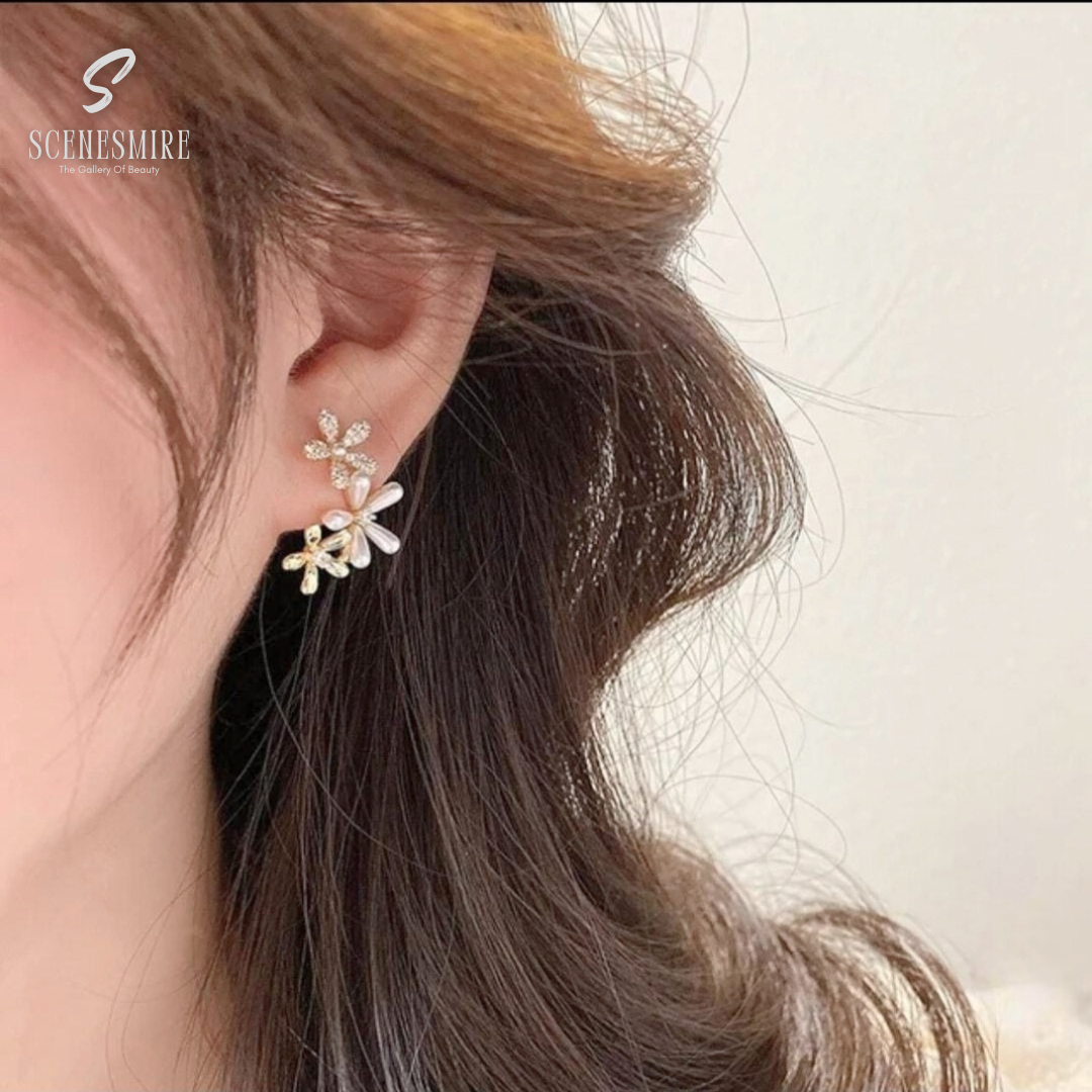 Scenesmire Elegant Petal Flower Stud Earrings Charming Floral