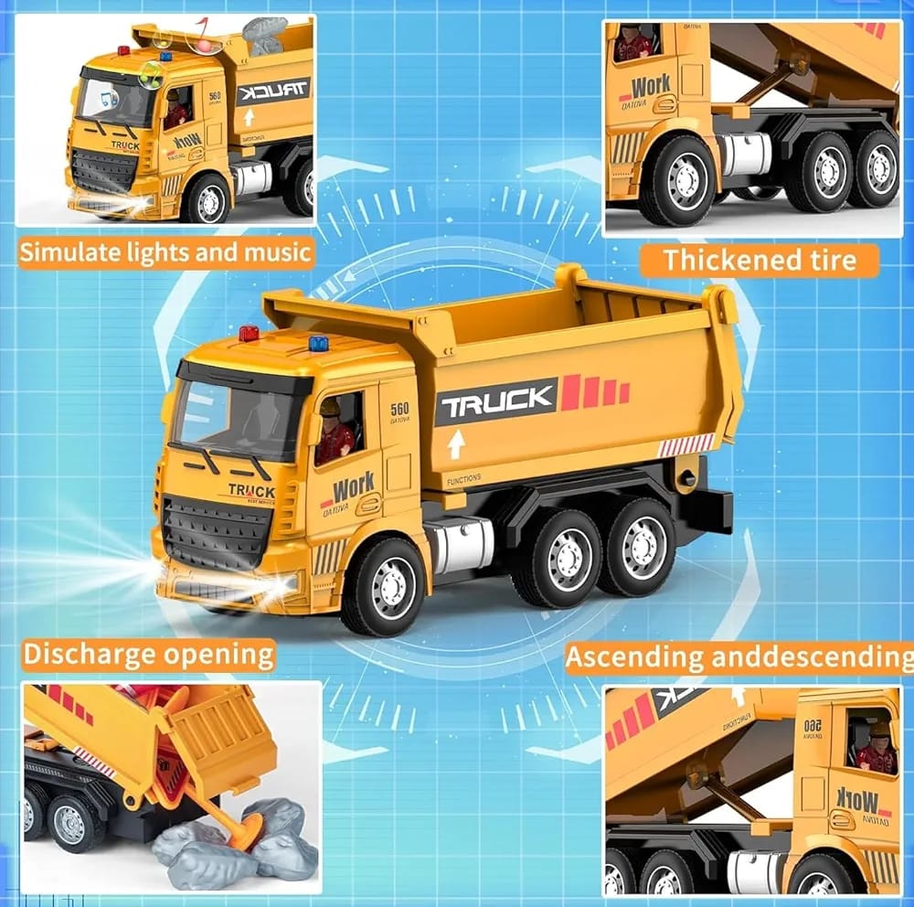 4 Channel Super RC Dumper Truck 1:20 Scale | Rechargeable Remote Control Construction Truck with Lights & Sound | Engineering Vehicle Truck