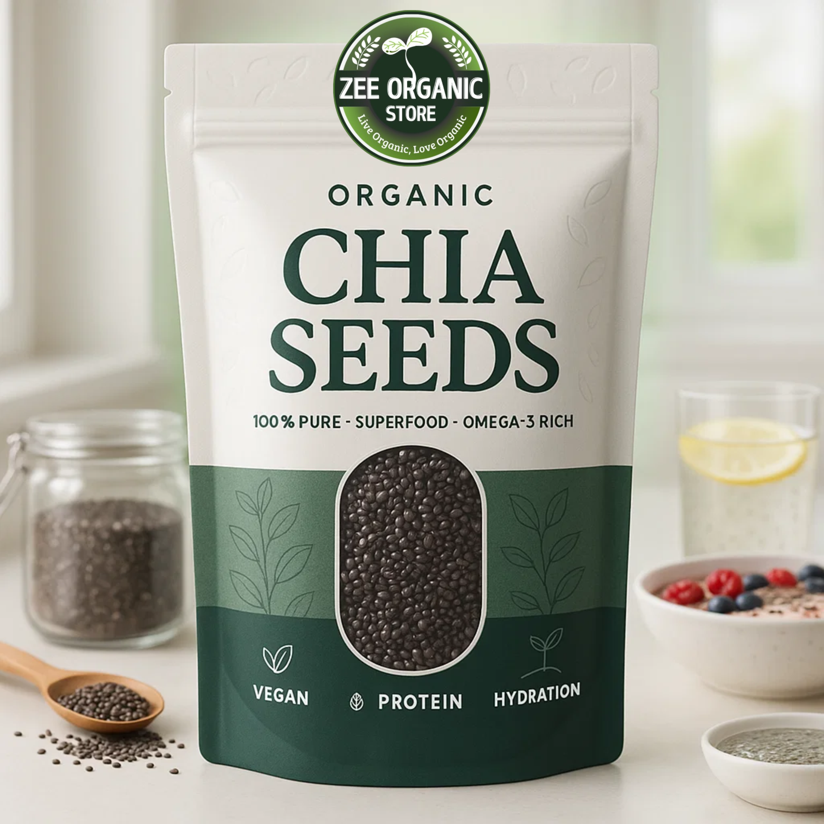Chia Seeds 100gram | Organic Salvia Hispanica Seeds 100gram | Pure Superfood Chia 100gram | Premium Herbal Energy Seeds 100gram for Weight Management & Wellness | Natural Chia Seeds 100gram