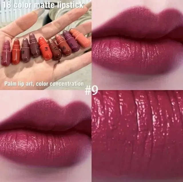 ORGINAL IMPORTED LMG Broths 18 Color Mini Capsule Lipstick Silky & Smooth Texture Matte Lipstick (Travel Size & Portable)