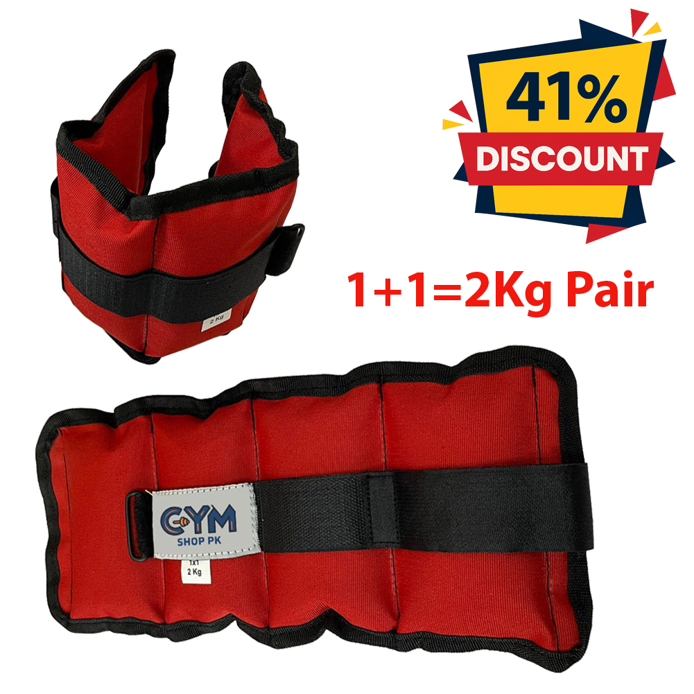 ankle weights red 1 + 1= 2Kg Pair for Fitness, Running, Walking, Gym & Home Workouts By GYM SHOP PK