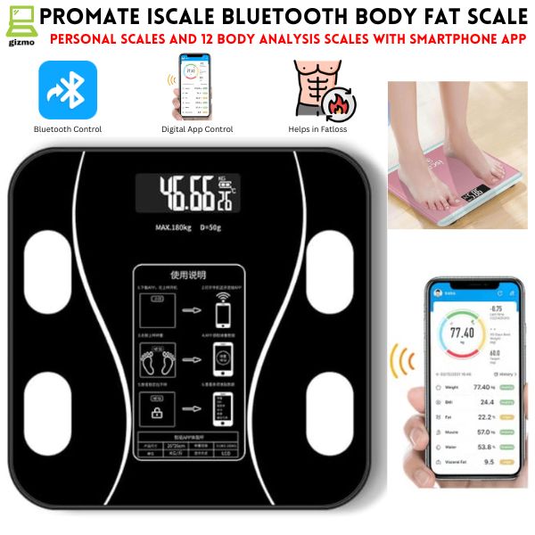 Upto 180kg iScale Rechargeable Weight Machine TYPE - C - Digital Heavy Duty Electronic Weighing Scale with Dual LED Display - Heavy Electric Weight Machine With Durable Steel Quality - For Home & Personal Use - Black/Golden/Pink/Silver