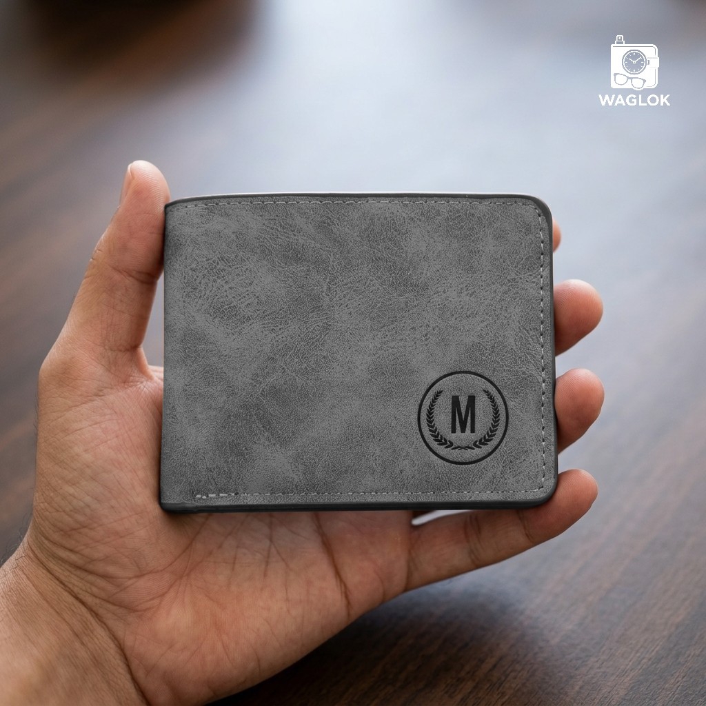 M-Design Soft Leather Bifold Wallet for Men – Compact Card Holder with ID Window & Dual Cash Compartments