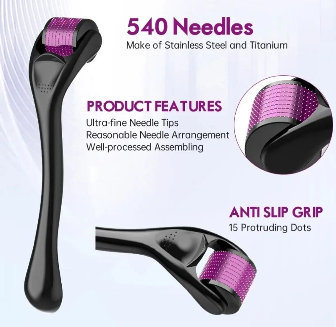 Derma Roller Professional Micro needling Roller for Face Beard Growth Hair Growth 0.5mm System Beauty Skin Therapy 0.5 Derma Roller With 540 Micro Needle Roller for Men and Women