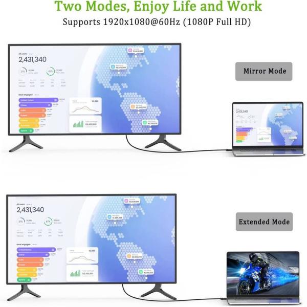 High-Speed HDMI to VGA Cable 1.8M - Premium Video Adapter Cord for High-Resolution Displays