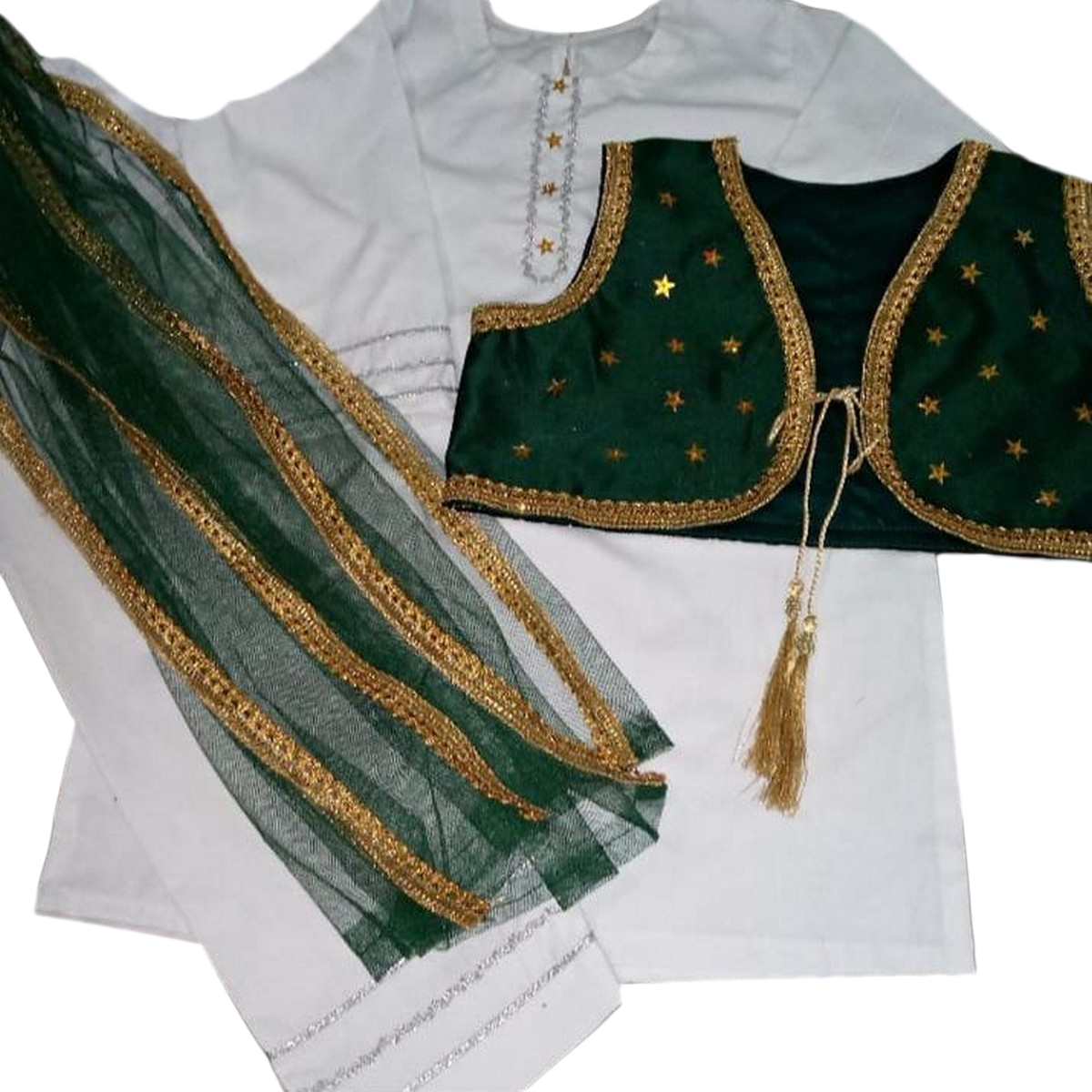 customized White Dress For 14 august With Koti and dupatta For Girls: Celebrate In Style With Comfort - Hiqh Quality Clothes