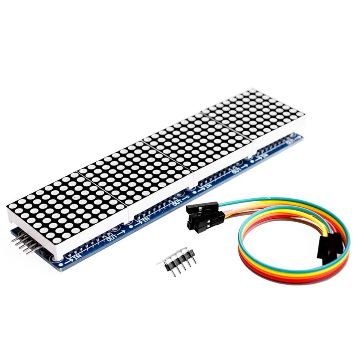 Dot Matrix Module Red LED 4 In Line 8x8 Display MAX7219 with 5-Way 20cm Cable Arduino Compatible