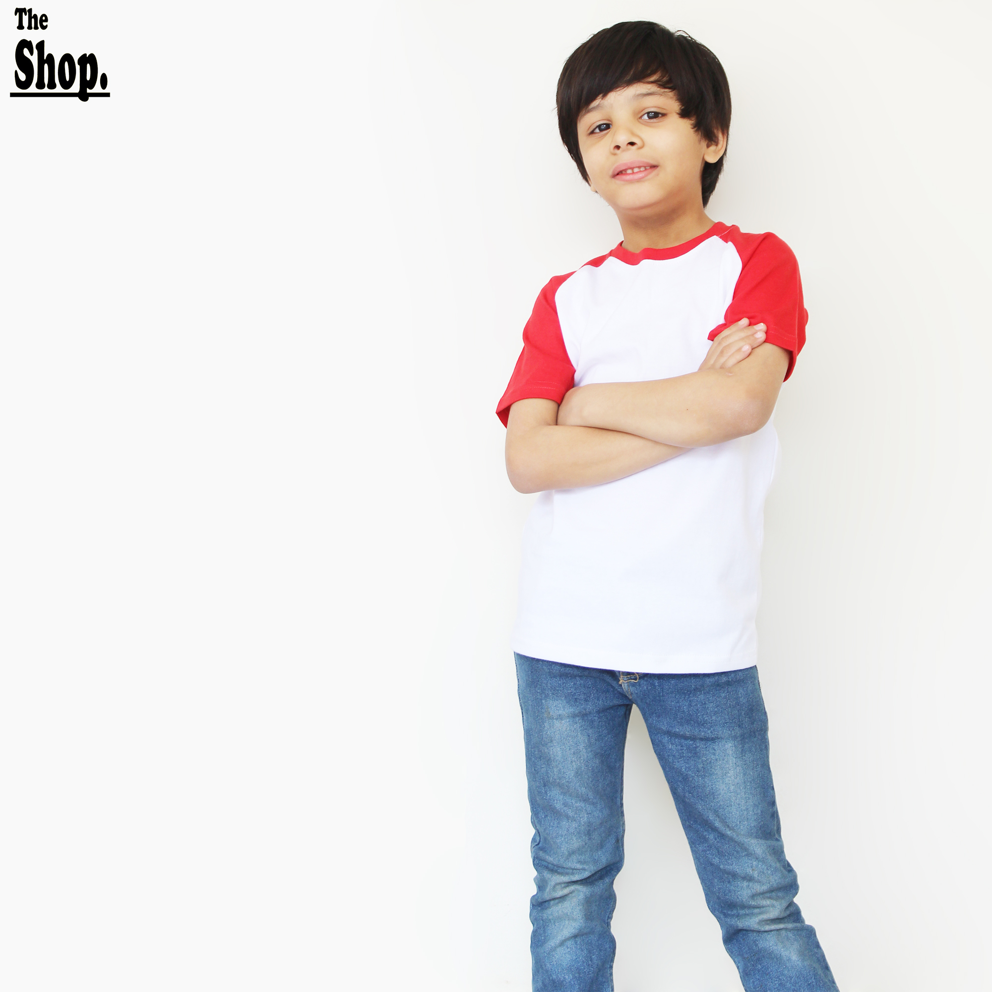 The Shop - Contrast Red Sleeves Raglan TShirt For Boys & Girls, 1 Years To 14 Years - RS-RW1
