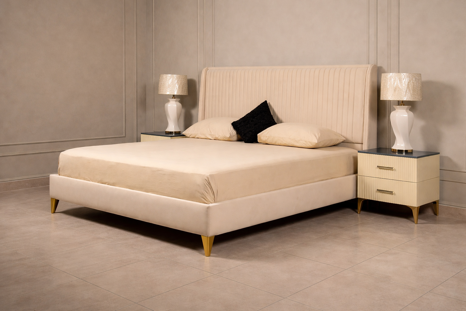 Affordable New  Design wooden Bed Set  without side table Furniture for room / Wooden poshesh Beds For Bedroomn BED4