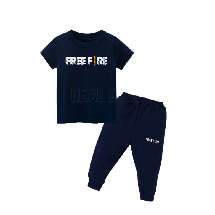 Free Fire Blue Tracksuit For Kids, Junior Tracksuits For Boys, Junior Tracksuits For Girls (T-Shirt + Trouser) - Keep Your Kids Stylish And Comfy With Free Fire Tracksuits