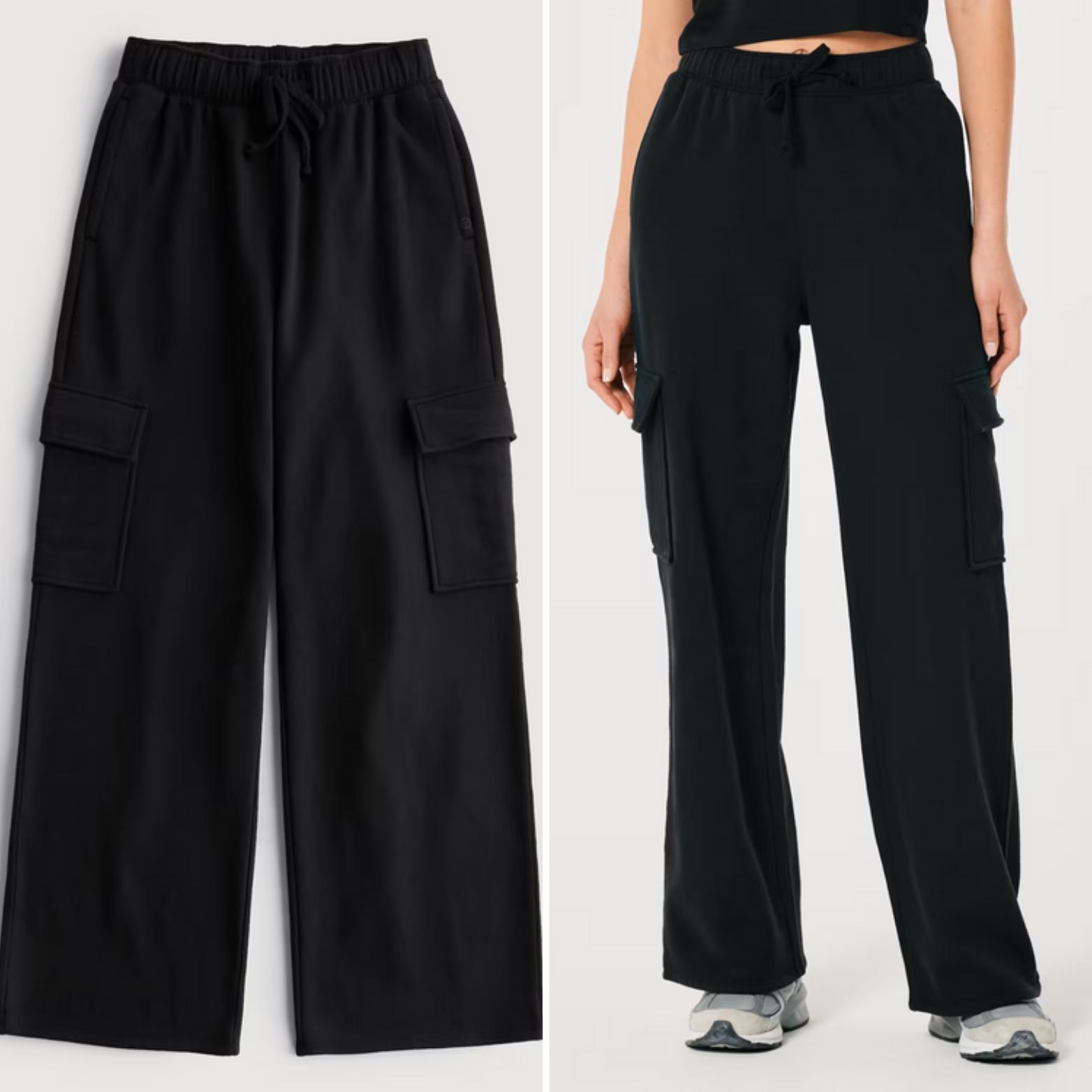Black Wide Leg Cargo Trousers for Women, High Waist, Relaxed Fit, Premium Quality Summers Fabric