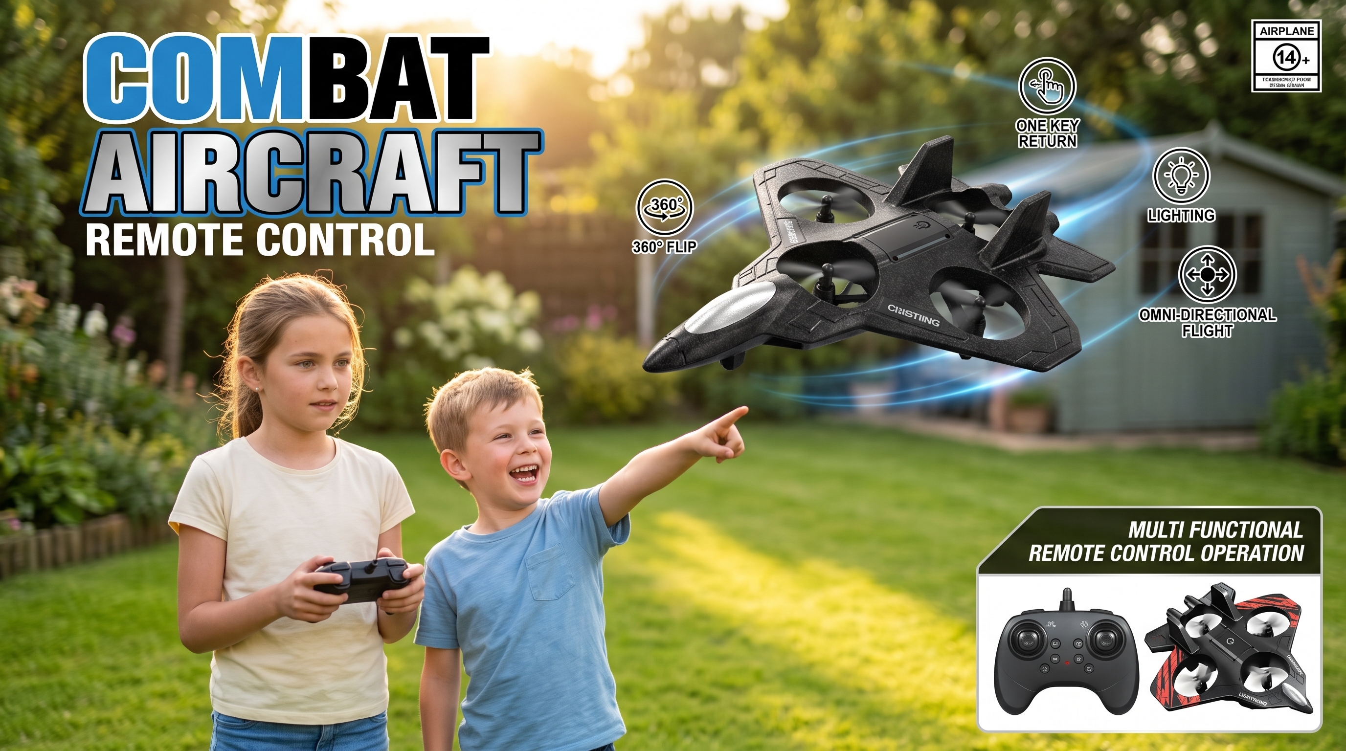 Jet Rechargeable Remote Control Plane Toy with LED Lights | 2.4G Remote Control Flying Aircraft Drone Style Plane for Kids | Mini RC Airplane Toy with USB Charging | Indoor Outdoor Flying Fun Toy Gift for Boys | RC Jet Plane + 2 Toshiba Remote Cells Free