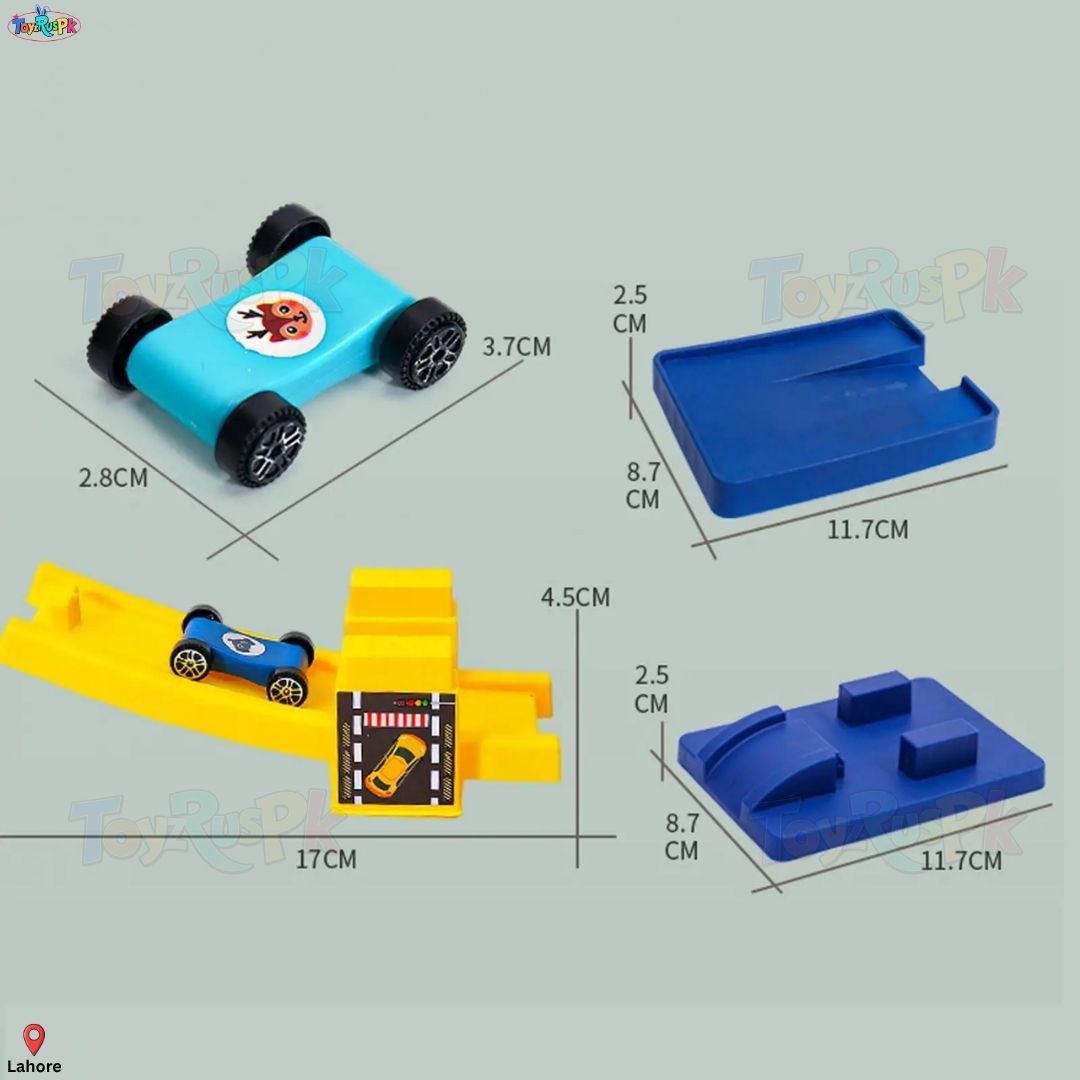 Race Car Slide Track Toy - Ramp Racer Car Set 7 Layer 6 Cars & 15 Layer 10 Cars - Kids Rolling Track Racing Toy Bright Color Educational Activity Toy for Toddlers Boys Girls - ToyzRusPk