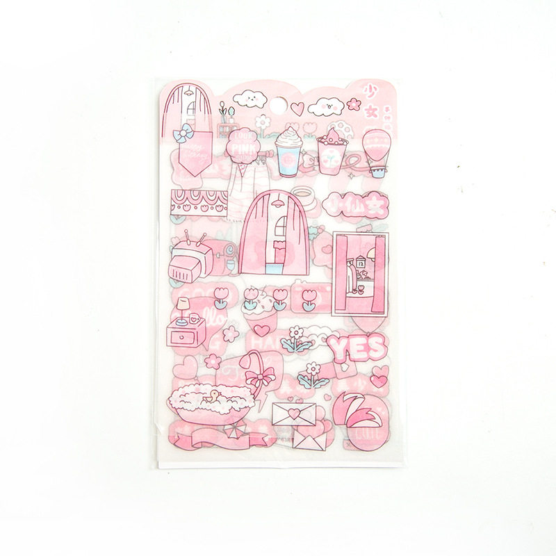 Panda Online 4 Sheets/Pack Cartoon Stickers Journal Cute Girly PET