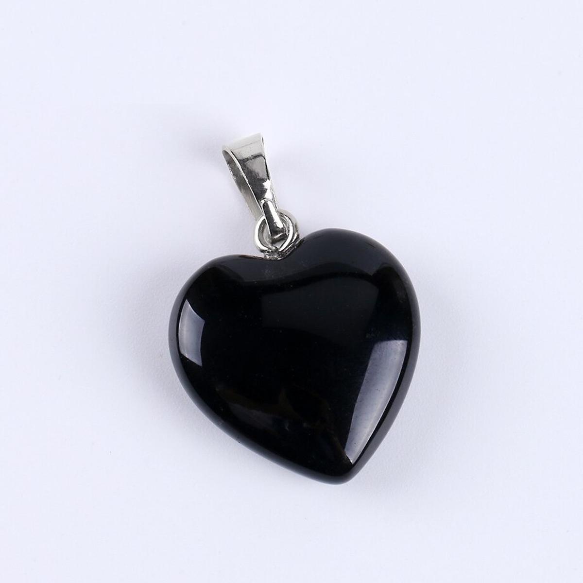 Heart Shape Obsidian Stone Black Crystal Pendant Natural Healing Gemstone Bead Necklace Jewelry 20mm