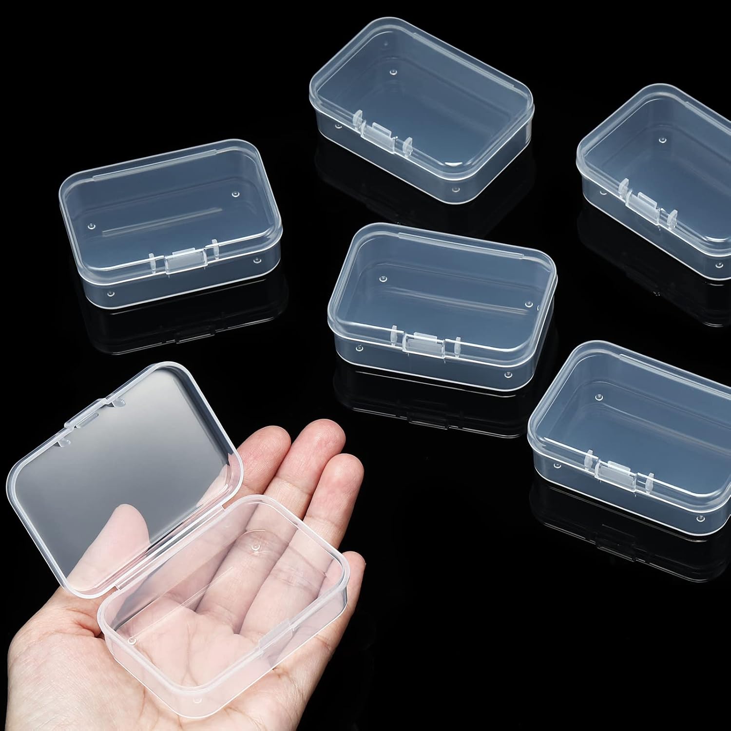 Embellet Small Plastic Jewelry Storage Box Transparent Flip Portable Pill Container Jewelry Holder Packaging Earrings Display Case