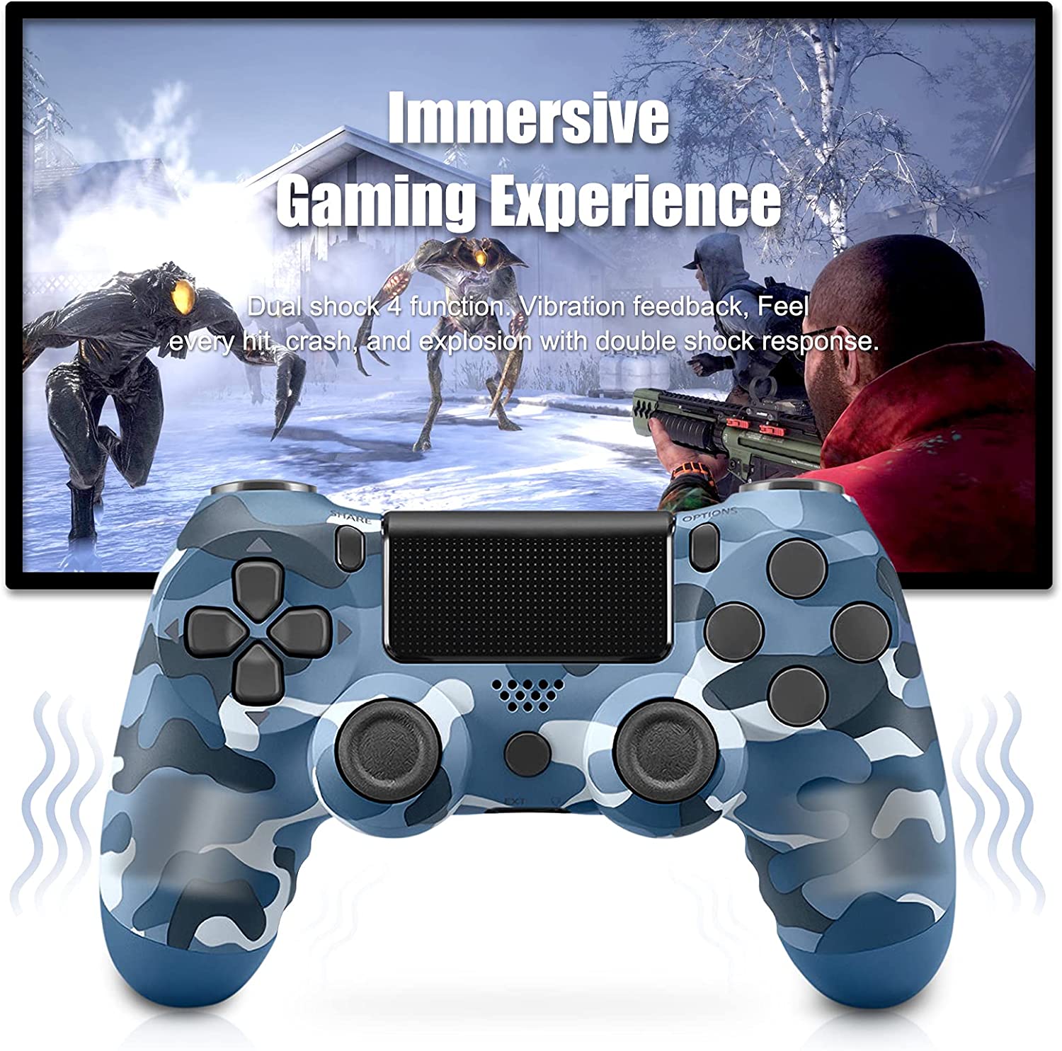 Dual Shock 4 PS4 Wireless Controller - PS4 Bluetooth Controller - Dual  Shock 4 Controller for Play Station - Camouflage Blue