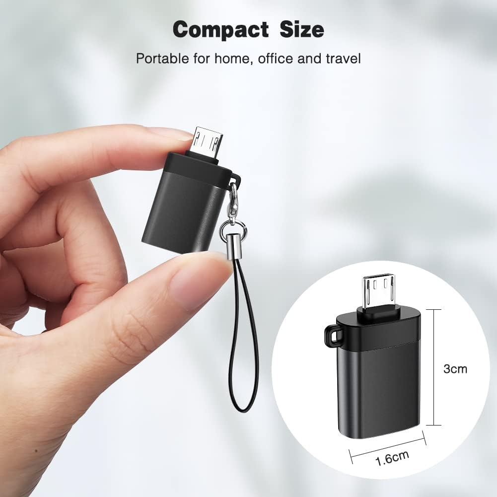 Micro OTG Adapter, Micro USB Male to USB-A Female Andriod OTG Adapter Compatible with Samsung S7 S6, OTG Micro Devices, Flash Drive, Keyboard (Black)