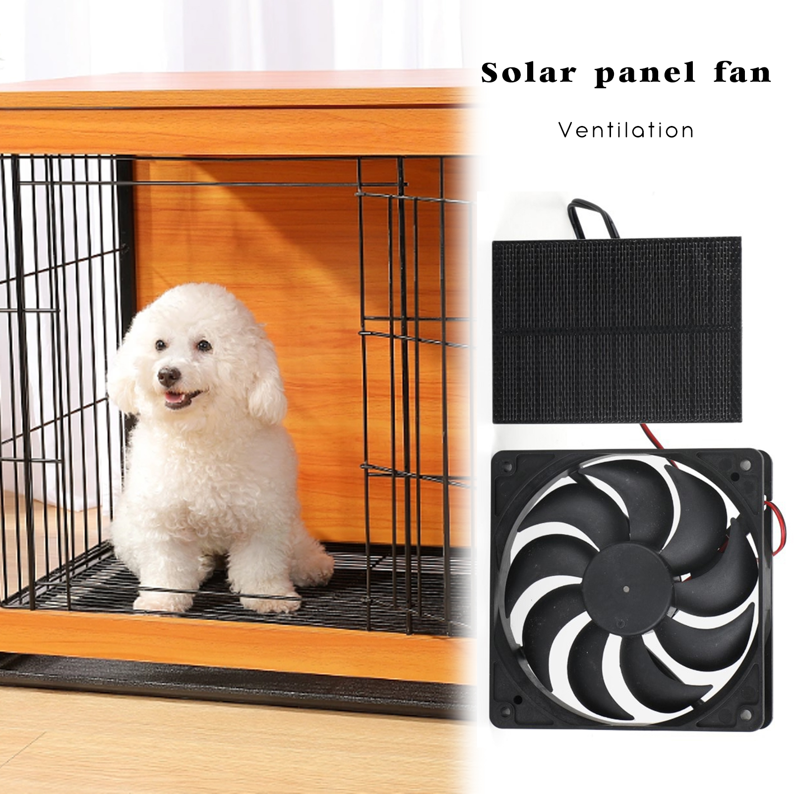 Monocrystalline Silicon Solar Panel Powered Fan Solar Toilet Pet House  Ventilation Exhaust Fan