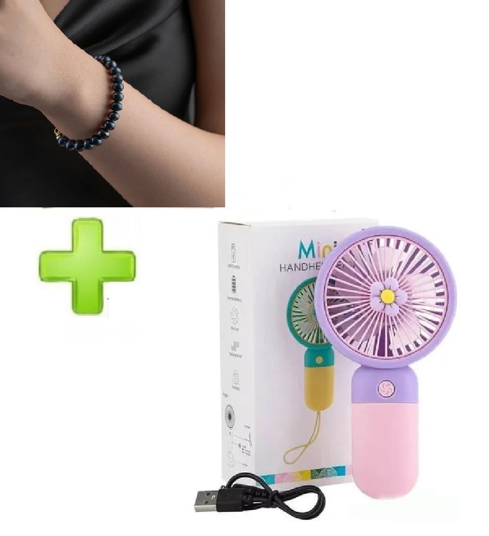 Pack of 02 - Mini Portable fans rechargeable battery | USB Cooling Fan Super Strong hanging fan | Portable Personal Fan Super Quiet Fan Cooling Fan Summer | Fan for Outdoor with Pearl Hand ban price in Pakistan