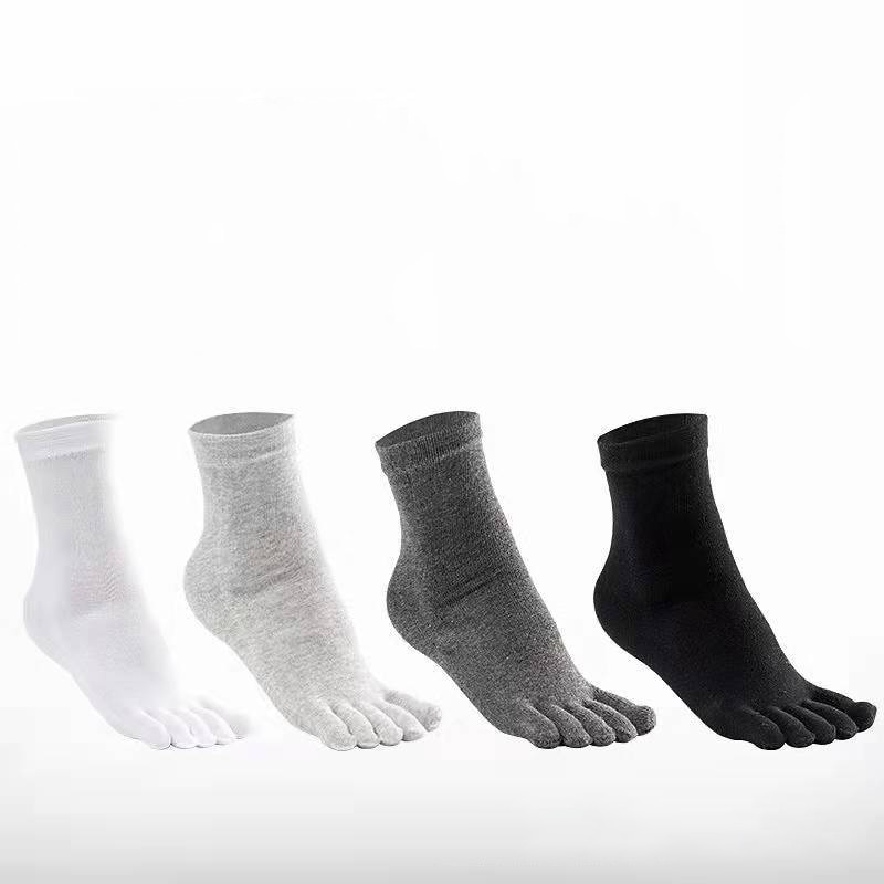 Toe Socks Men Cotton Five Fingers Socks Breathable Short Ankle Crew Socks  Sports Running Solid Color Black White Grey Male Socks