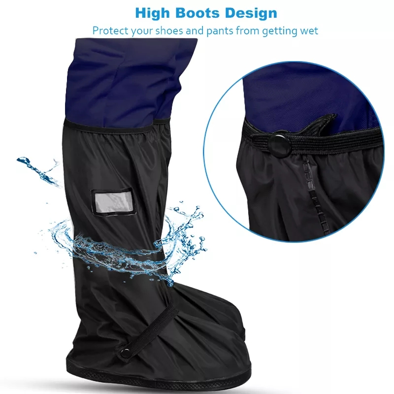 Shoe Cover Polyester and Nylon stuff Reusable & Foldable Long Boot Covers, Overshoes Wear for Travelling, Motorcycle, Cycling, Riding For Both Men and Women - ABID STORE