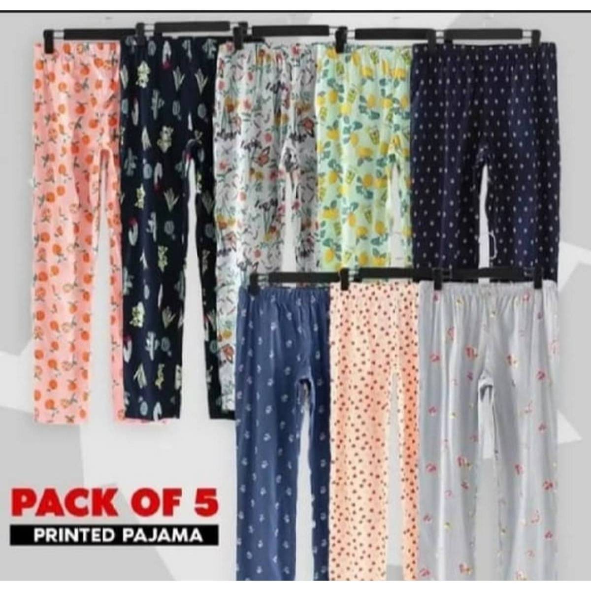 Unique Collection Pack of 5,3,2 Printed Summer Trousers for Women, Loose Fit, Jersey Fabric, Random Colors