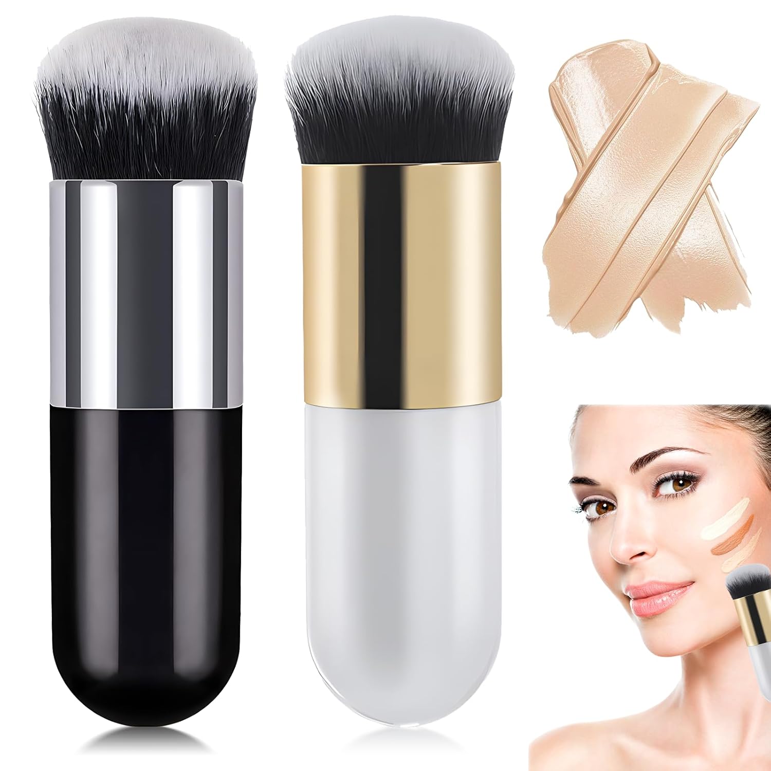 Set of 1 Make Up Brushes, Soft Foundation Brush, Face Powder Brush, BB Cream Brush, Cosmetic Brush Set, Makeup, Foundation Brush, Great Gift Idea (Multi)