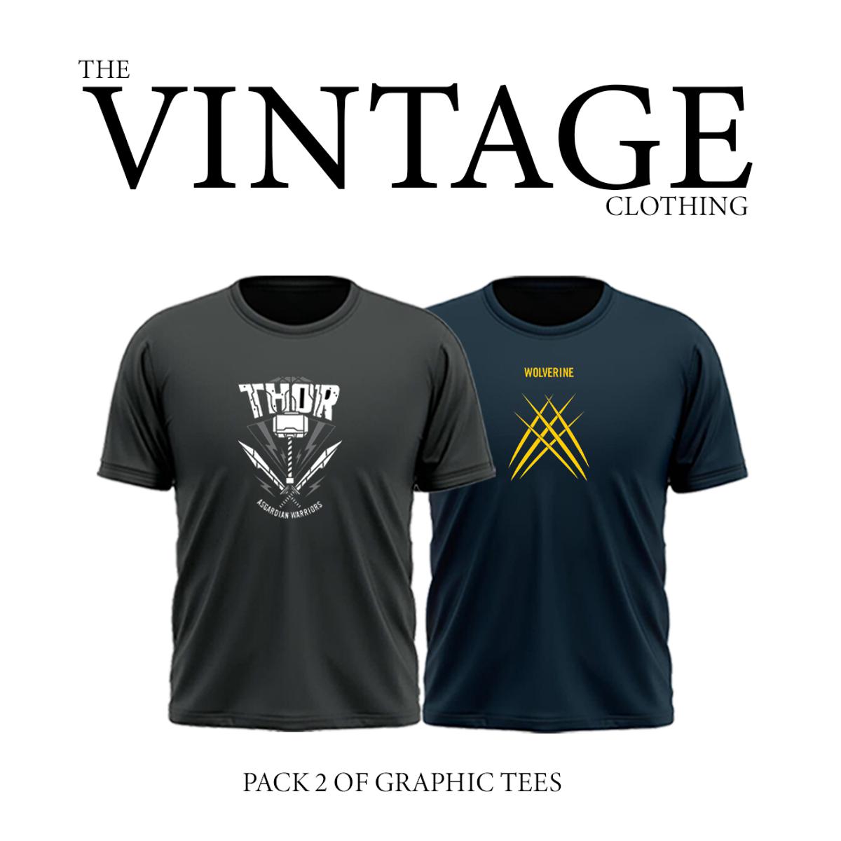 The Vintage Clothing Pack of 2 premium printed T-shirt