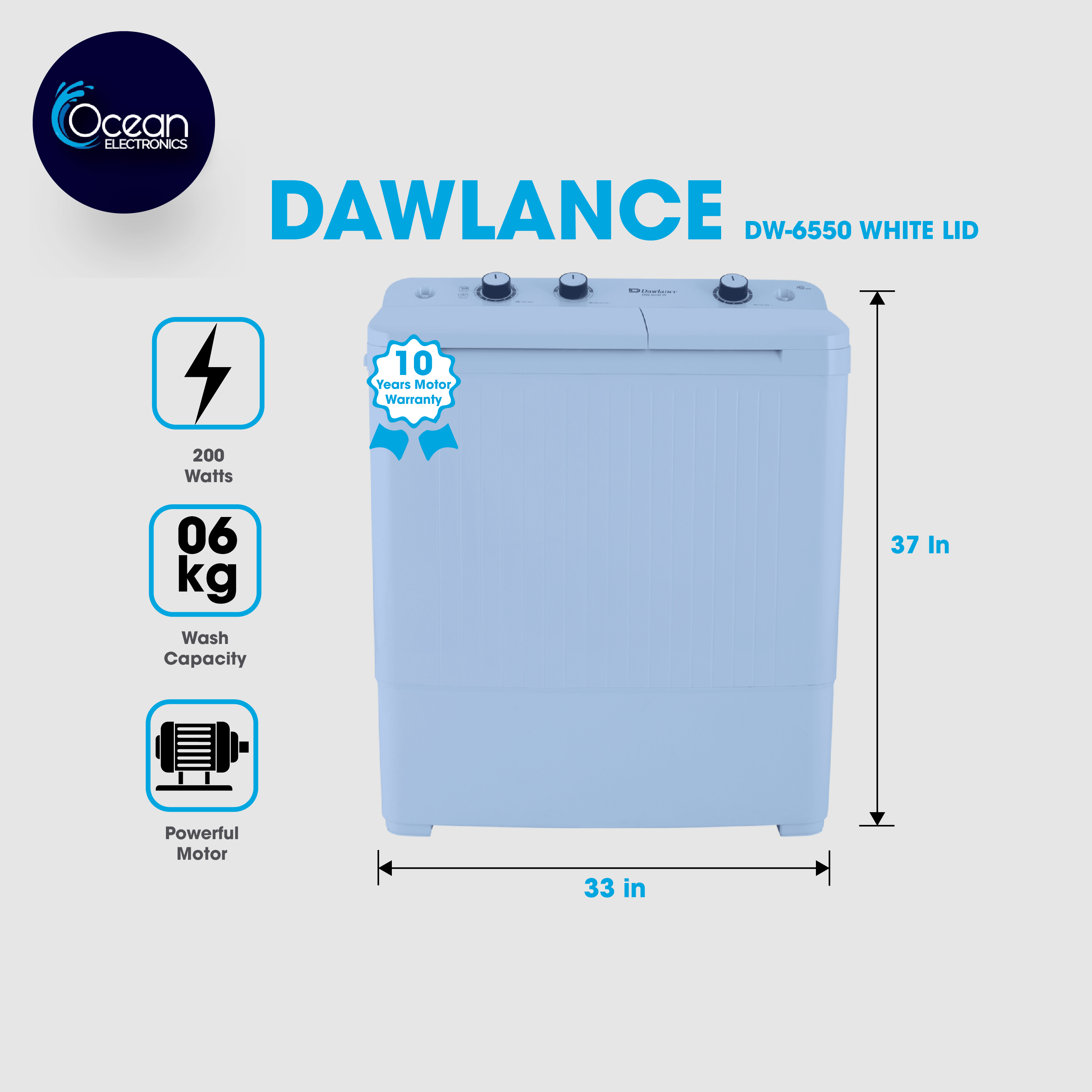 Dawlance SemiAutomatic Washing Machine DW6550 8KG Twin Tub Washer