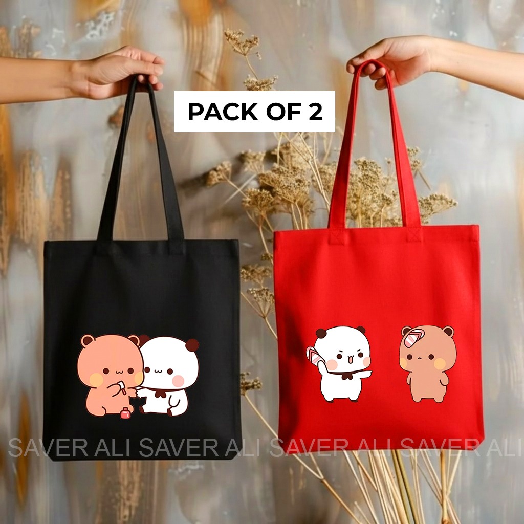 Trendy Free bear Tag Printed Tote Bag For Girls & Women